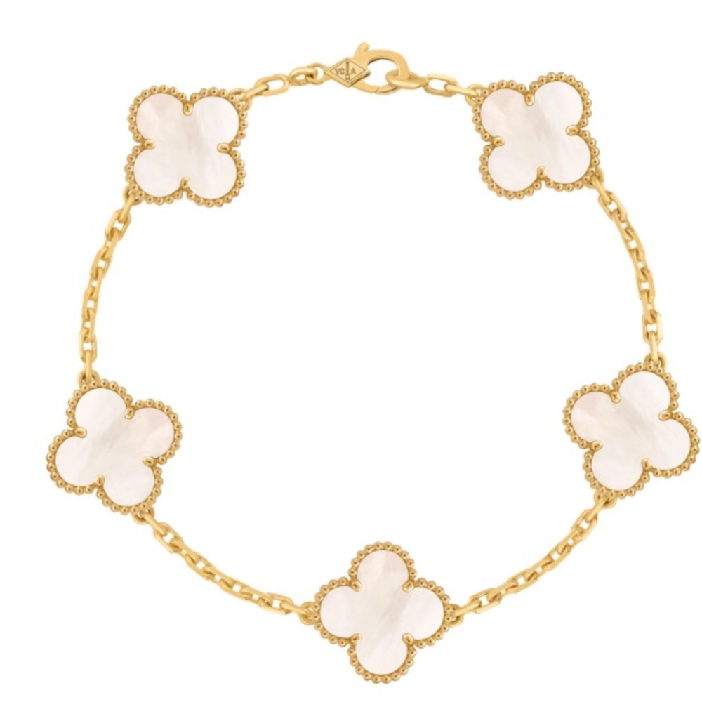 VINTAGE STYLE ALHAMBRA WHITE FOUR LEAF CLOVER BRACELET MOTHER OF PEARL RESTOCKED